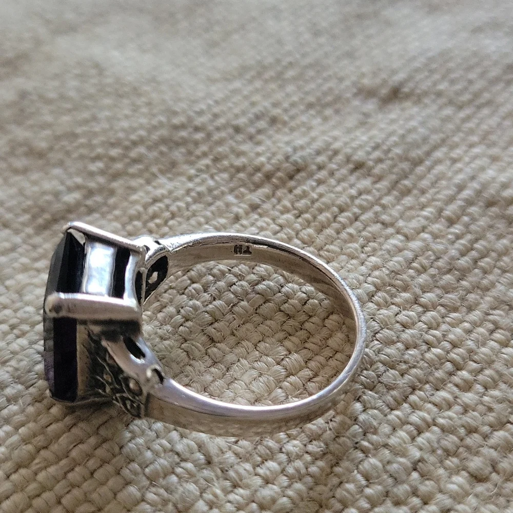 Amethyst Marcasite Sterling Ring - Picture 6 of 13